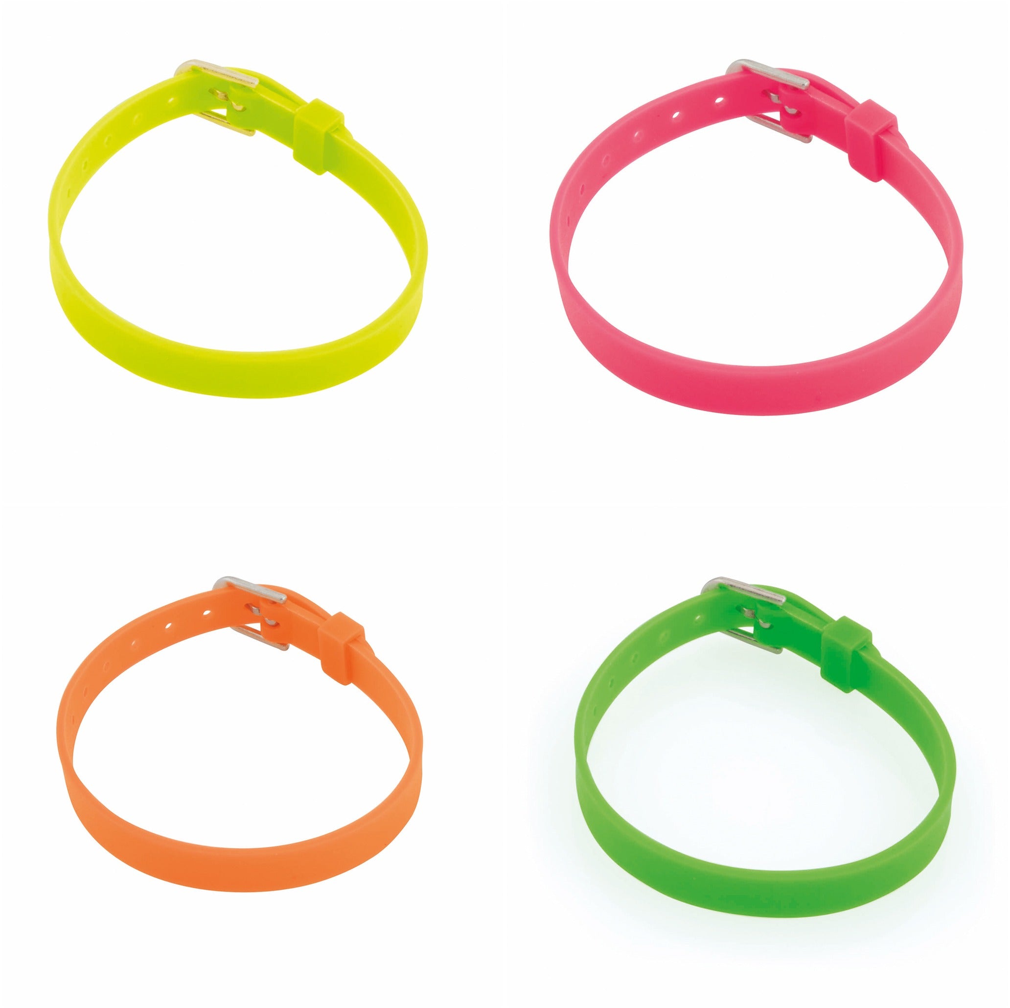 4 bracelets de différentes couleurs en pvc ajustable avec boucle en métal