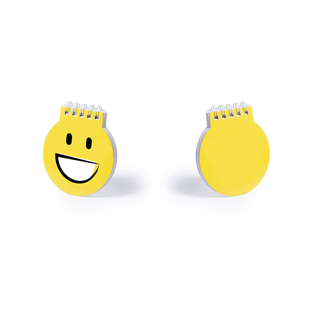 Carnet à spirales avec couverture brillante et motifs d'emoji en jaune
