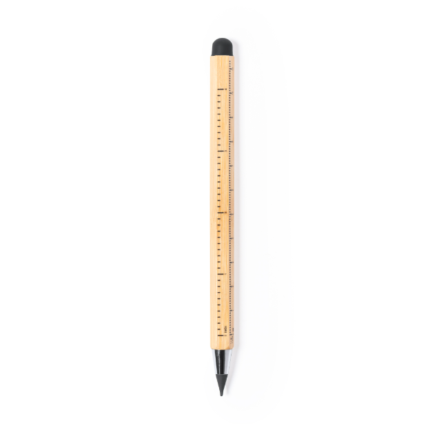 stylo avec Règle gravée avec des mesures en centimètres (11 cm) et en pouces (4 pouces), idéale pour des mesures rapides.