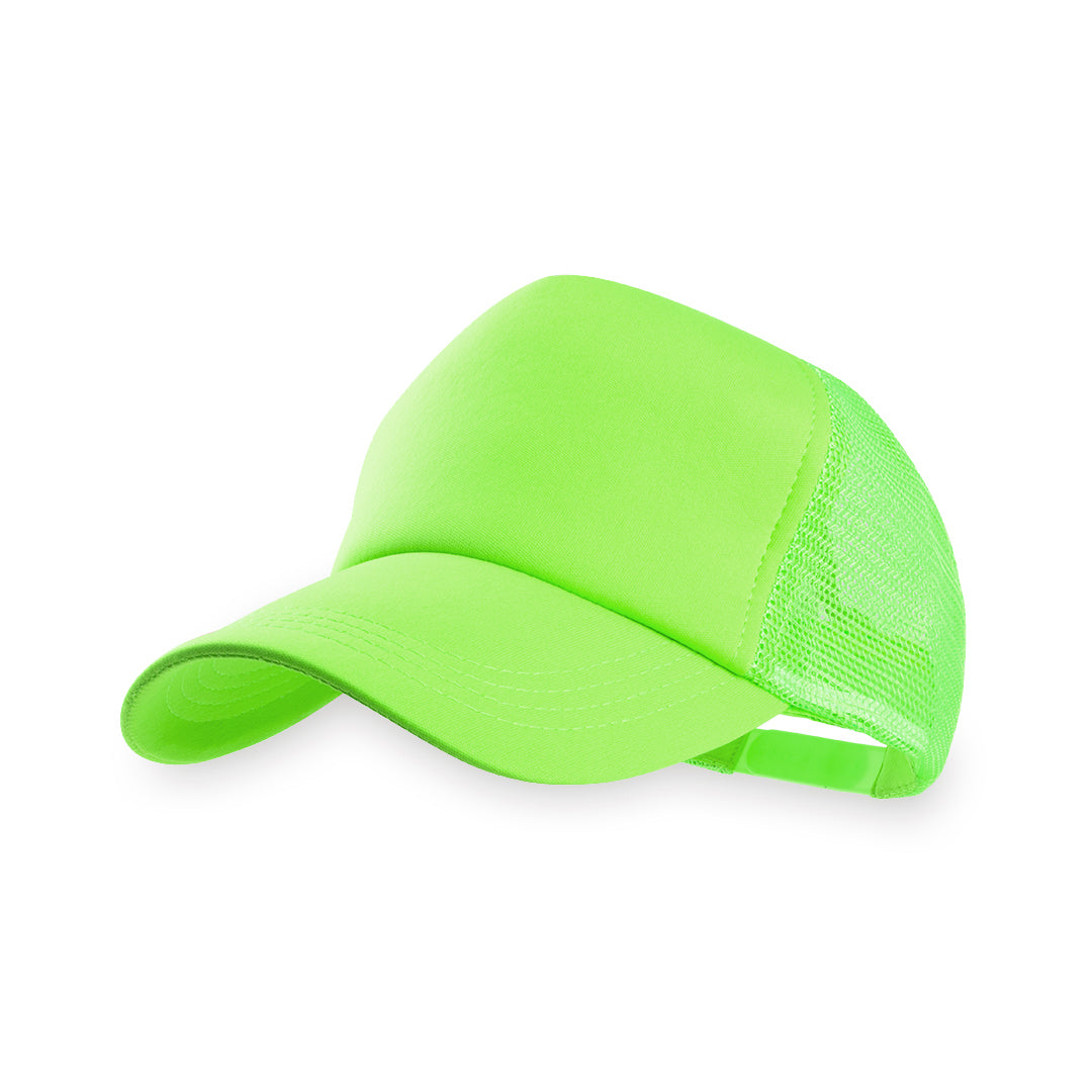 Casquette à cinq panneaux avec fermeture en plastique, fabriquée en polyester