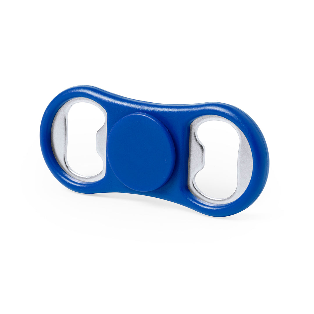 Fidget spinner bleu avec ouvre bouteille de chaque coté