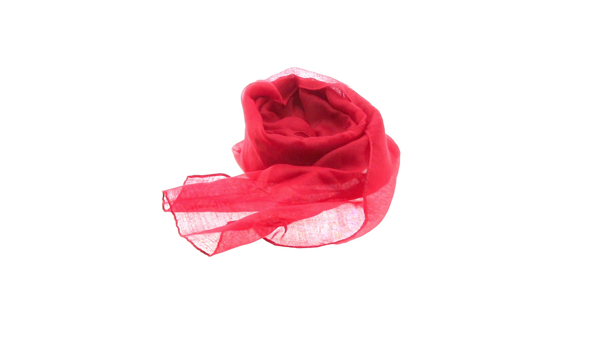 Foulard rouge en boule sur un fond blanc