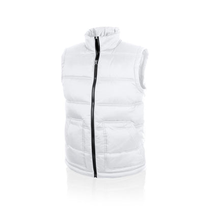 Gilet blanc avec fermeture noir sur un fond blanc 