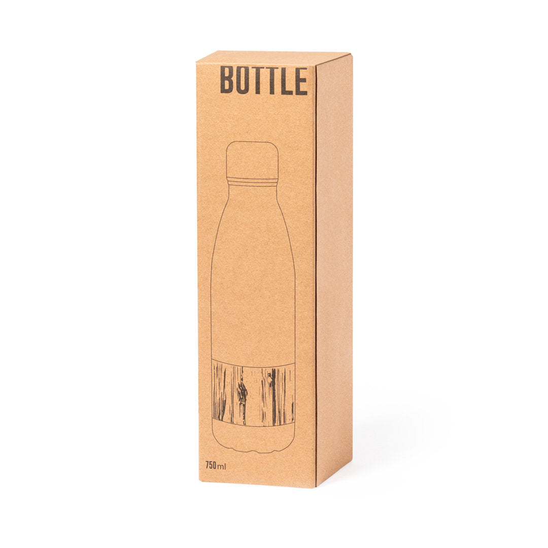 Gourde 750ml inoxydable finition mate bambou GUIVER étui carton