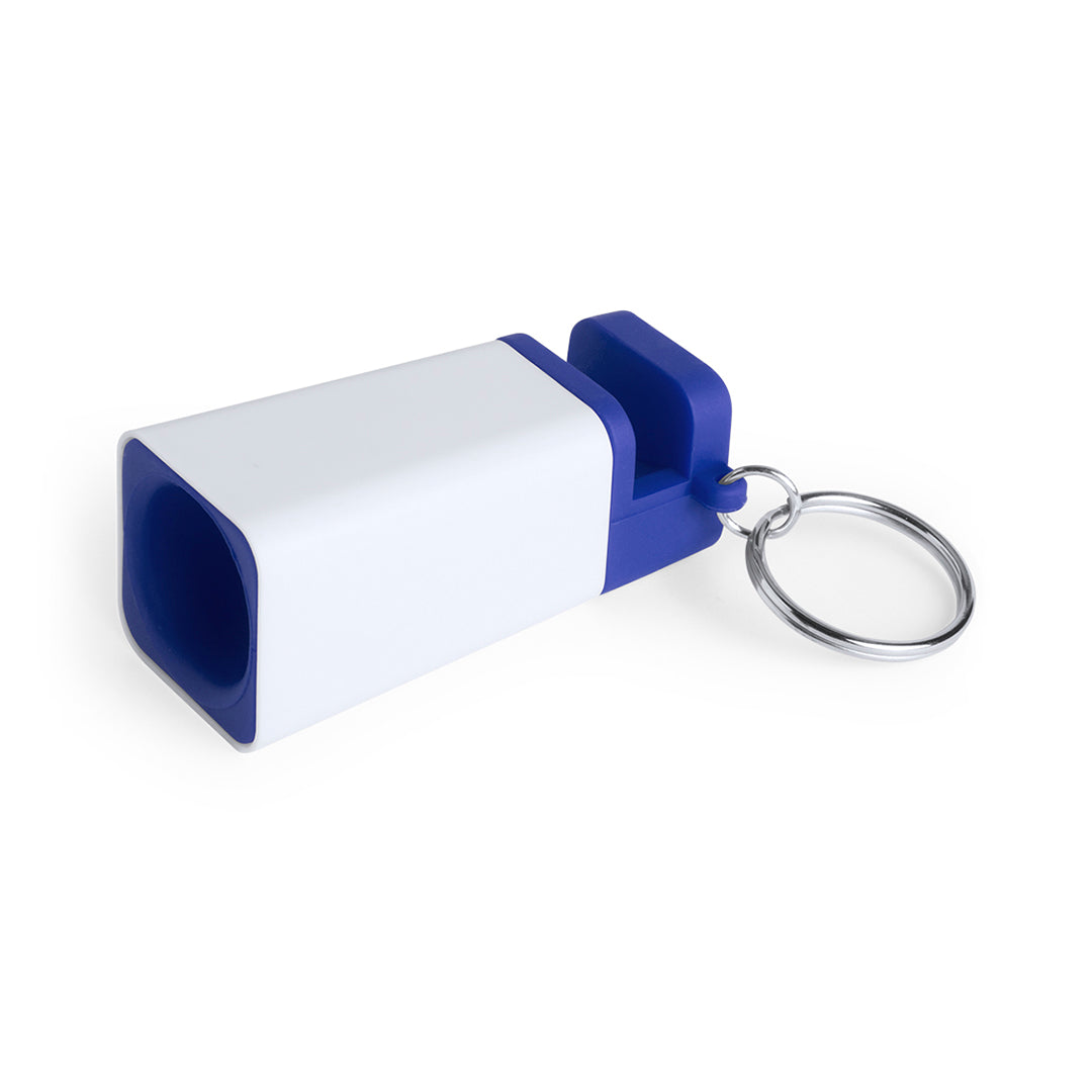 Porte-clés compact avec haut-parleur et stand, un cadeau promotionnel fonctionnel avec impression digitale en couleur.