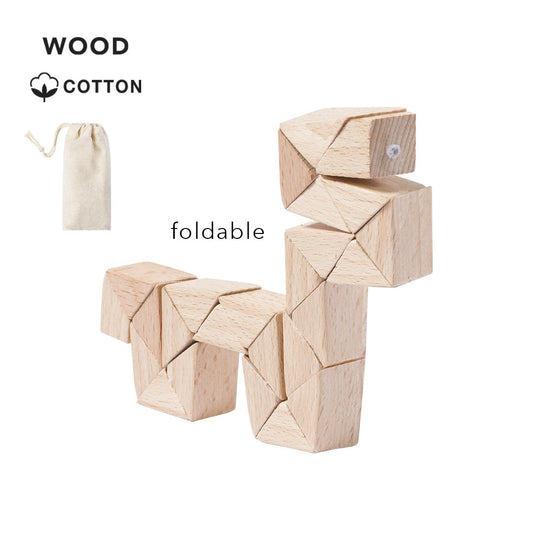 Jeu d'habilité créatif en bois, livré dans un sac en coton naturel avec cordon de serrage.
