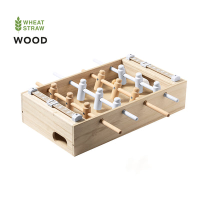 Mini babyfoot en bois résistant, 2 balles incluses, marqueurs de canne de blé, boîte design individuelle kraft