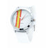 Montre blanche avec le drapeau espagnol en bandeau dans le cadre de la montre