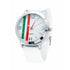 Montre blanche qui comporte les couleurs de l'italie au sein de son cadrant
