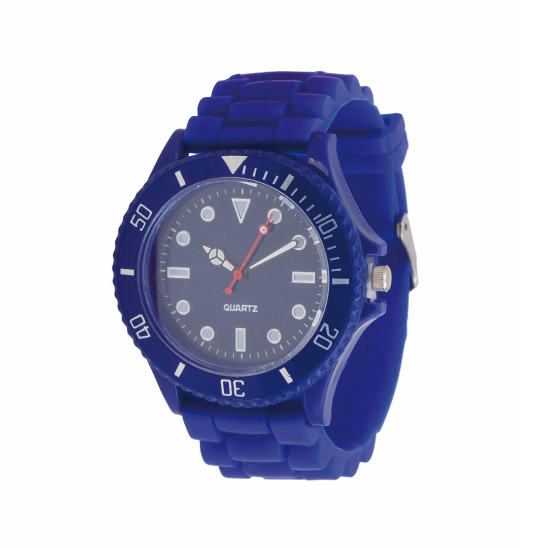Montre personnalisable bleu avec un bracelet en silicone épais