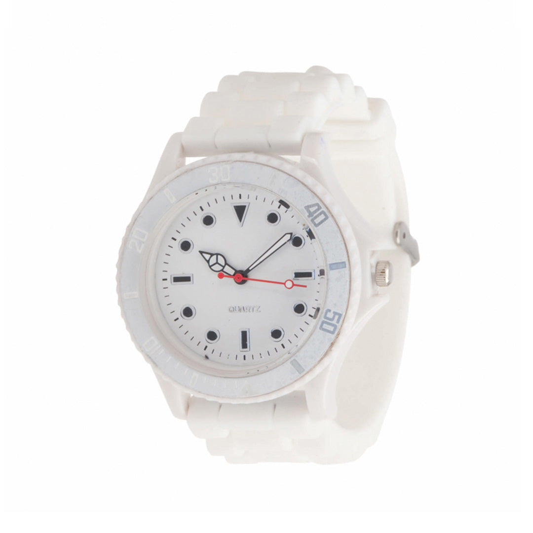 Montre personnalisable blanc avec un bracelet en silicone épais