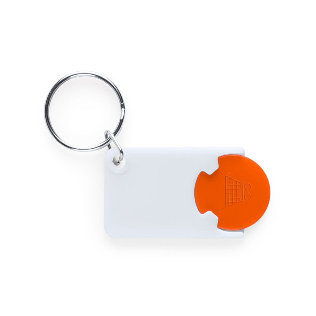 Porte clés pièce de caddie de couleur orange