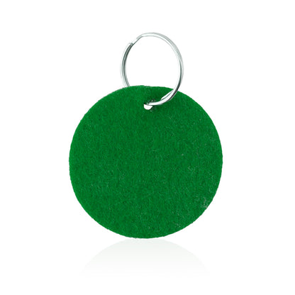 Porte clés rond en feutrine vert personnalisable