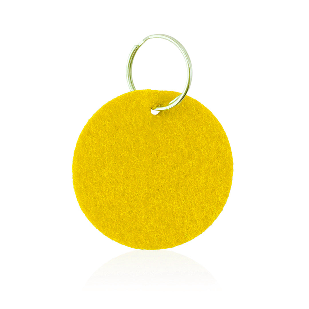 Porte clés rond en feutrine jaune personnalisable