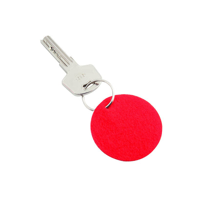 Porte clés rond en feutrine rouge personnalisable