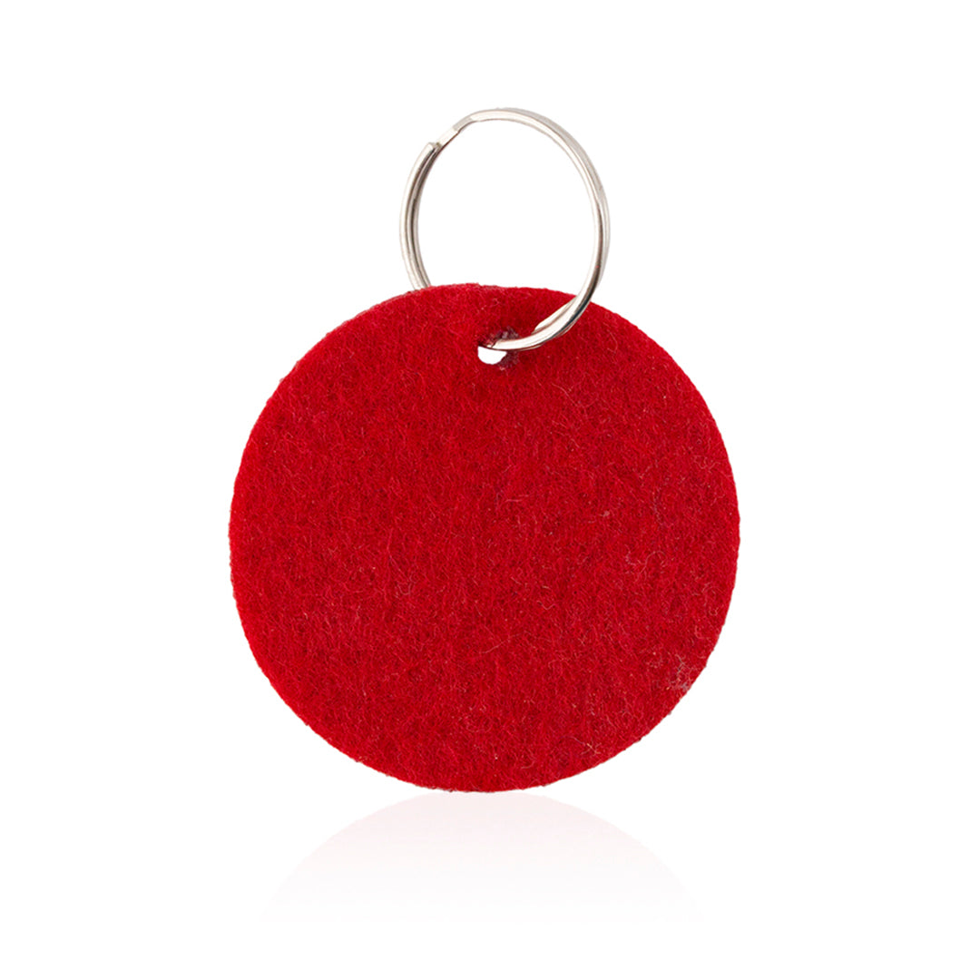 Porte clés rond en feutrine rouge personnalisable