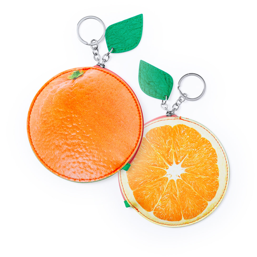 Porte monnaie en forme d'orange attachable à un porte clé