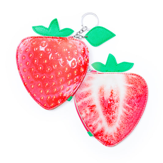Porte-monnaie porte clé en forme de fraise