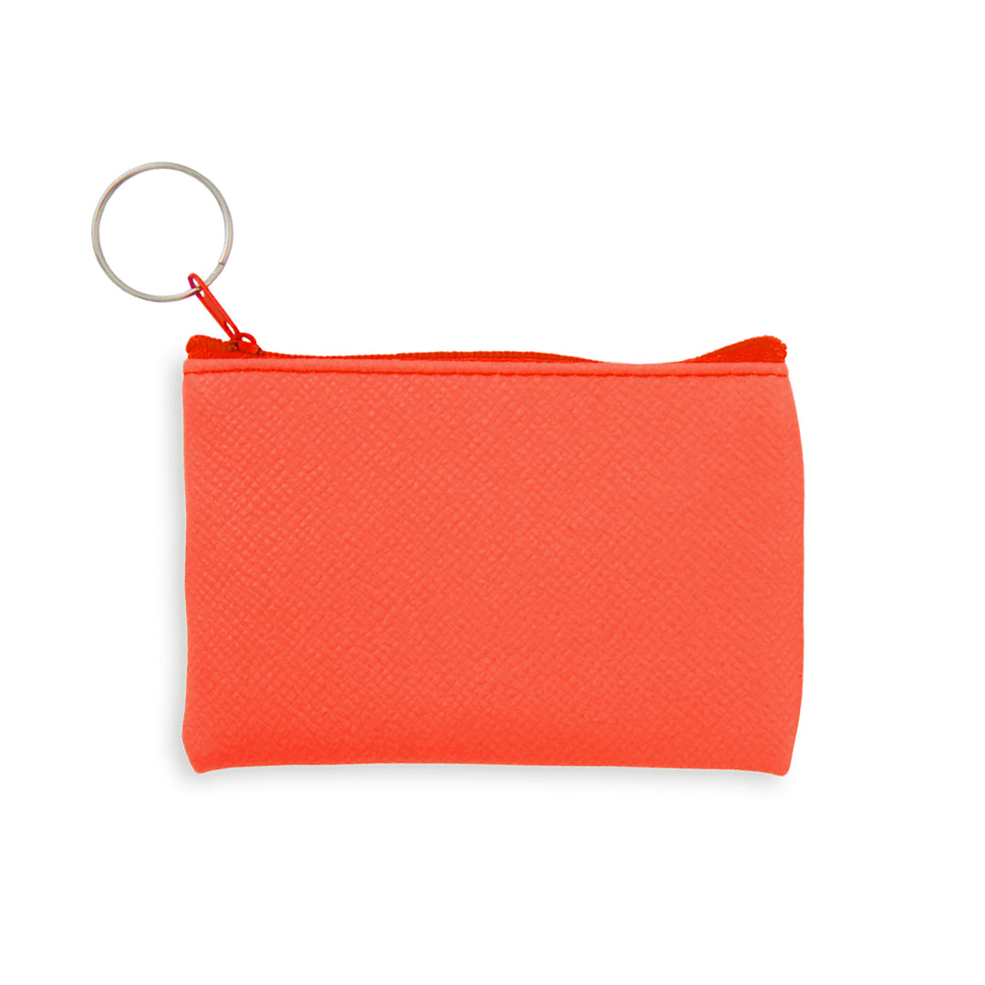 Porte monnaie de forme carrée avec corps souple en PVC de couleur orange