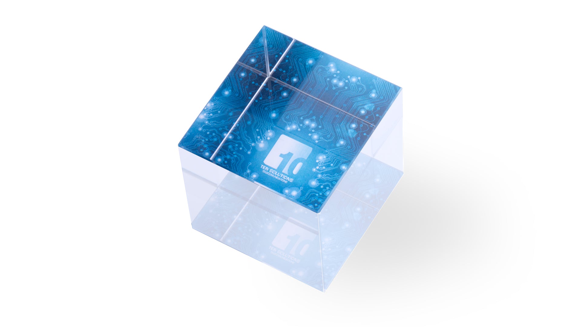 Presse-papier en verre de forme cubique personnalisable, livré avec étui magnétique