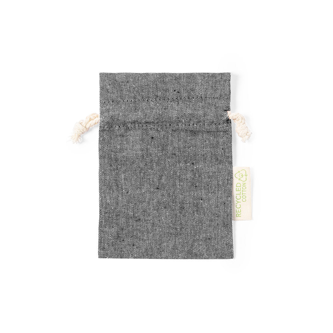Sac Nature en coton recyclé GRS 120g/m2, taille 10x14 cm, avec fermeture à cordon et marquage facile.
