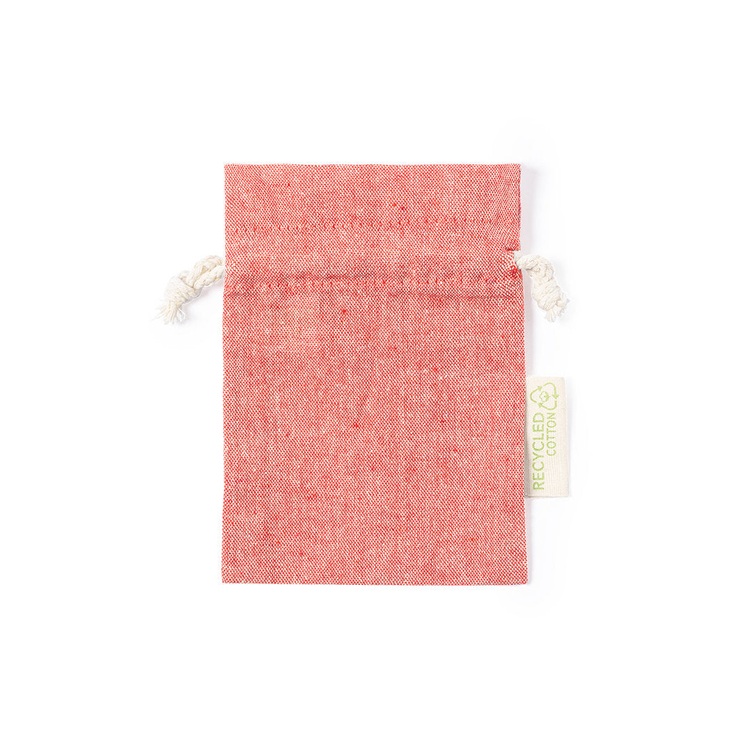 Sac de rangement éco-responsable en coton recyclé, 120 g/m2, taille 10x14 cm, avec certification GRS.