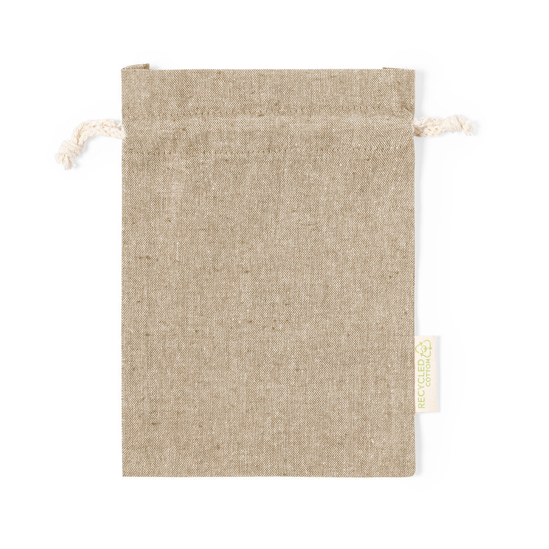 Sac en 100% coton recyclé GRS, 120 g/m2, avec fermeture à cordon et étiquette en coton recyclé.