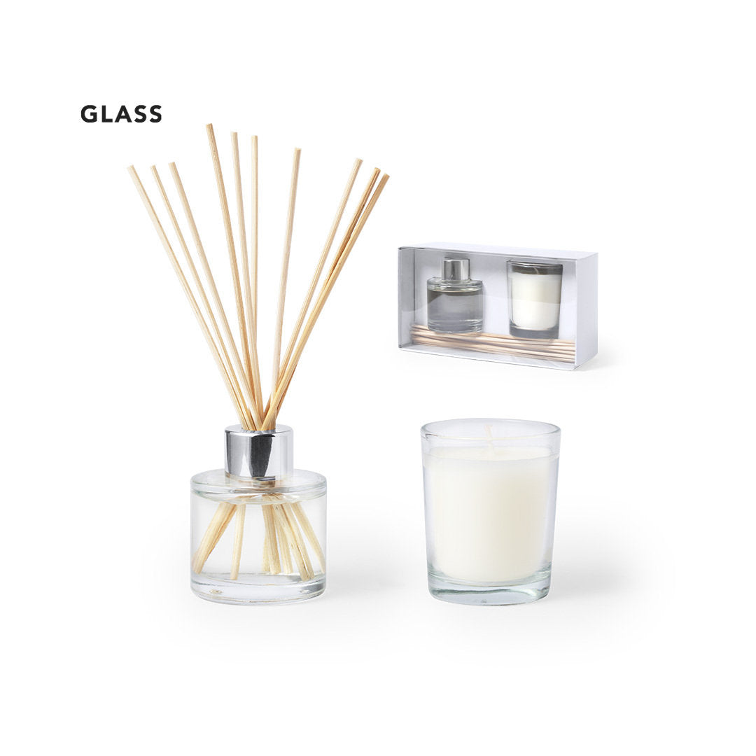 Set aromatique avec diffuseur et bougie HANKS personnalisable logo entreprise