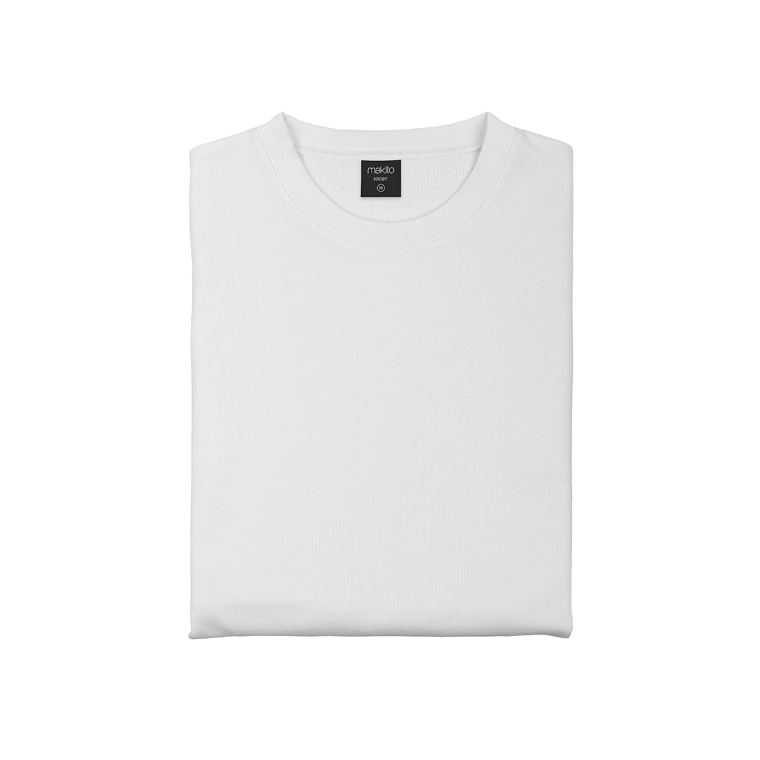 Sweat technique blanc plié sur fond blanc 