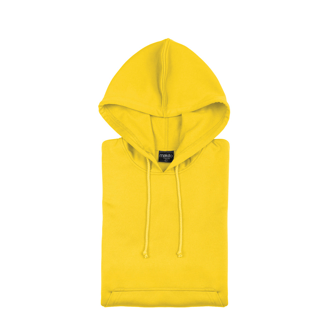 Sweat-Shirt jaune à capuche sur fond blanc 