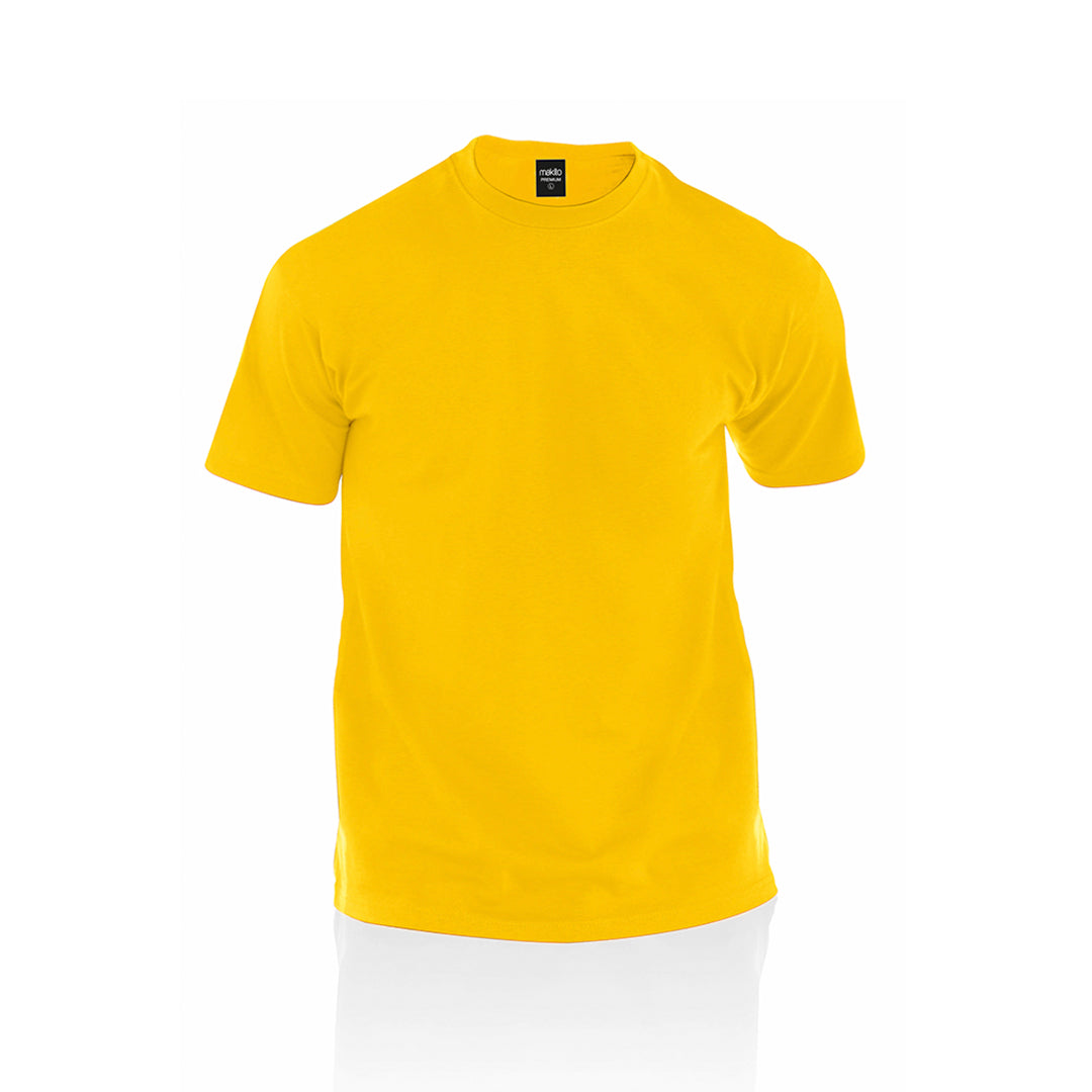  t-shirt jaune en coton sur fond blanc 