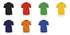 Ensemble de t-shirt de couleurs vives sur un fond blanc 