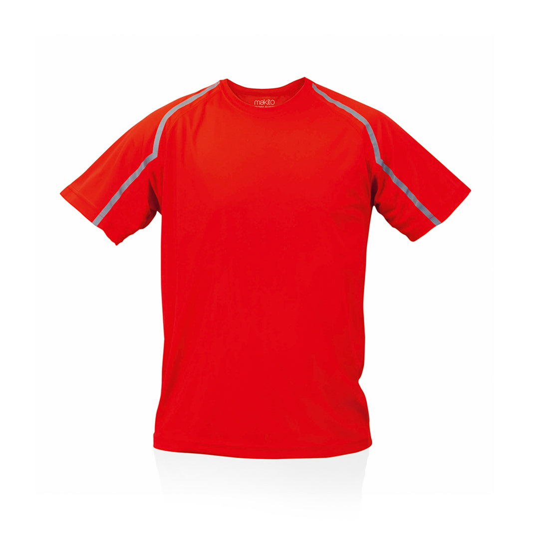 T-Shirt rouge avec des rayures grises 