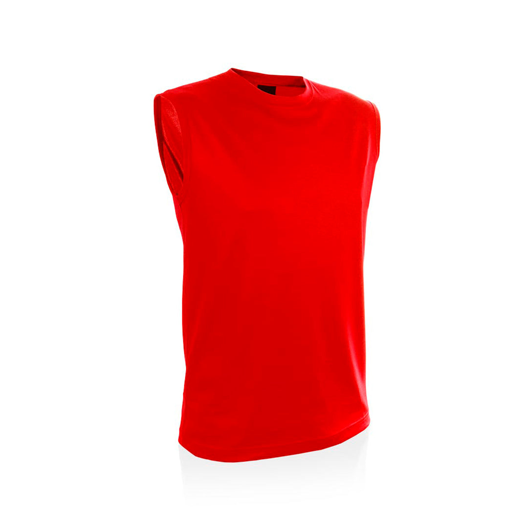 t-shirt rouge sans manche en polyester 