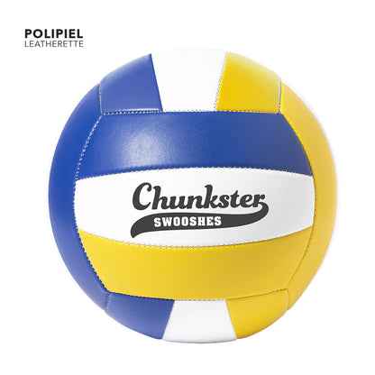 Ballon de volley-ball taille 5 en cuir synthétique, design tricolore, avec sac personnalisable logo entreprise