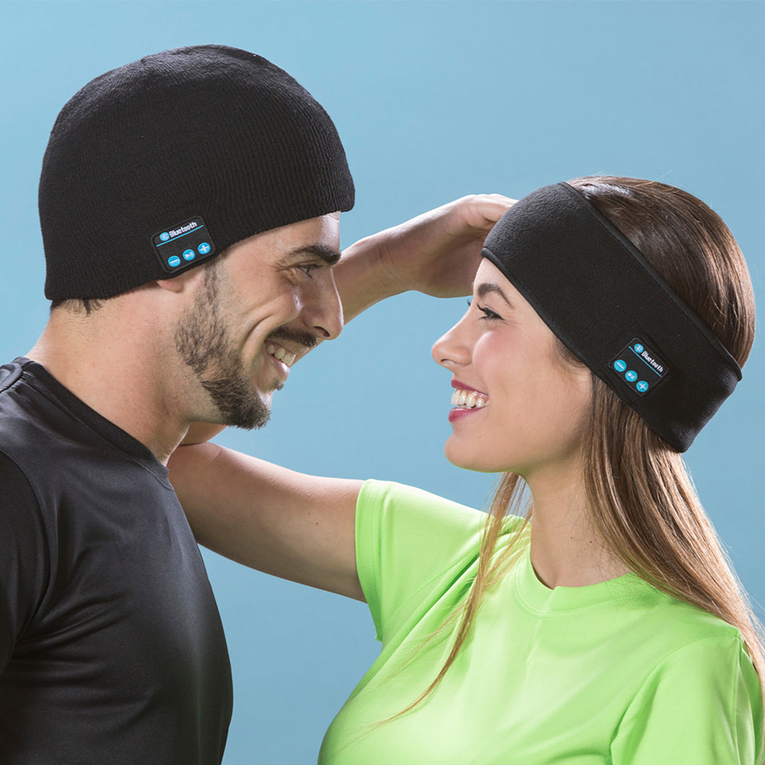 Bandeau de tête sportif confortable avec dispositif de contrôle bluetooth intégré en polyester, batterie 55 mAh LUWINS