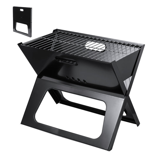 Barbecue pliant avec finition métallique noire robuste personnalisable logo entreprise