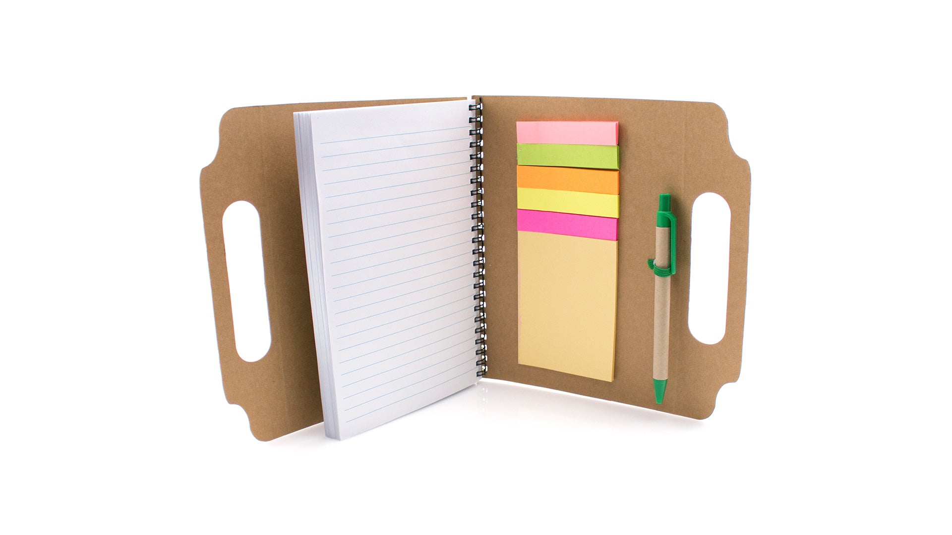 Bloc notes 125 mini notes adhésives stylo inclus en carton recyclé MAKRON personnalisable