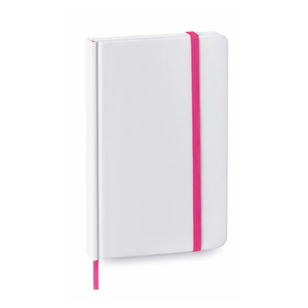 Bloc notes 80 feuilles avec couverture rigide en carton YAKIS rose et blanc