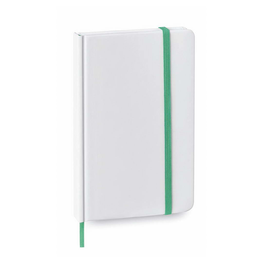 Bloc notes 80 feuilles avec couverture rigide en carton YAKIS blanc et vert