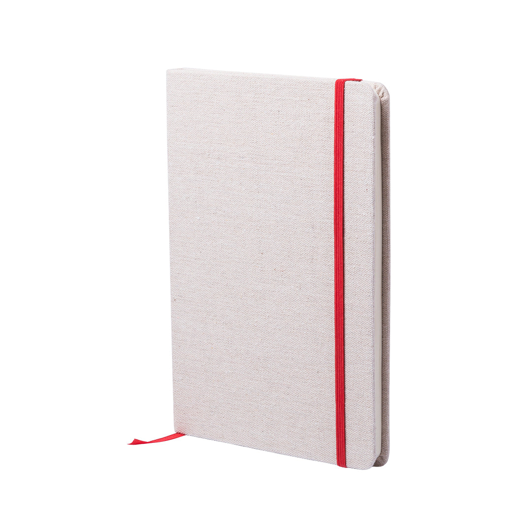 Bloc notes 80 feuilles, couverture rigide fabriqué en coton TELMAK rouge