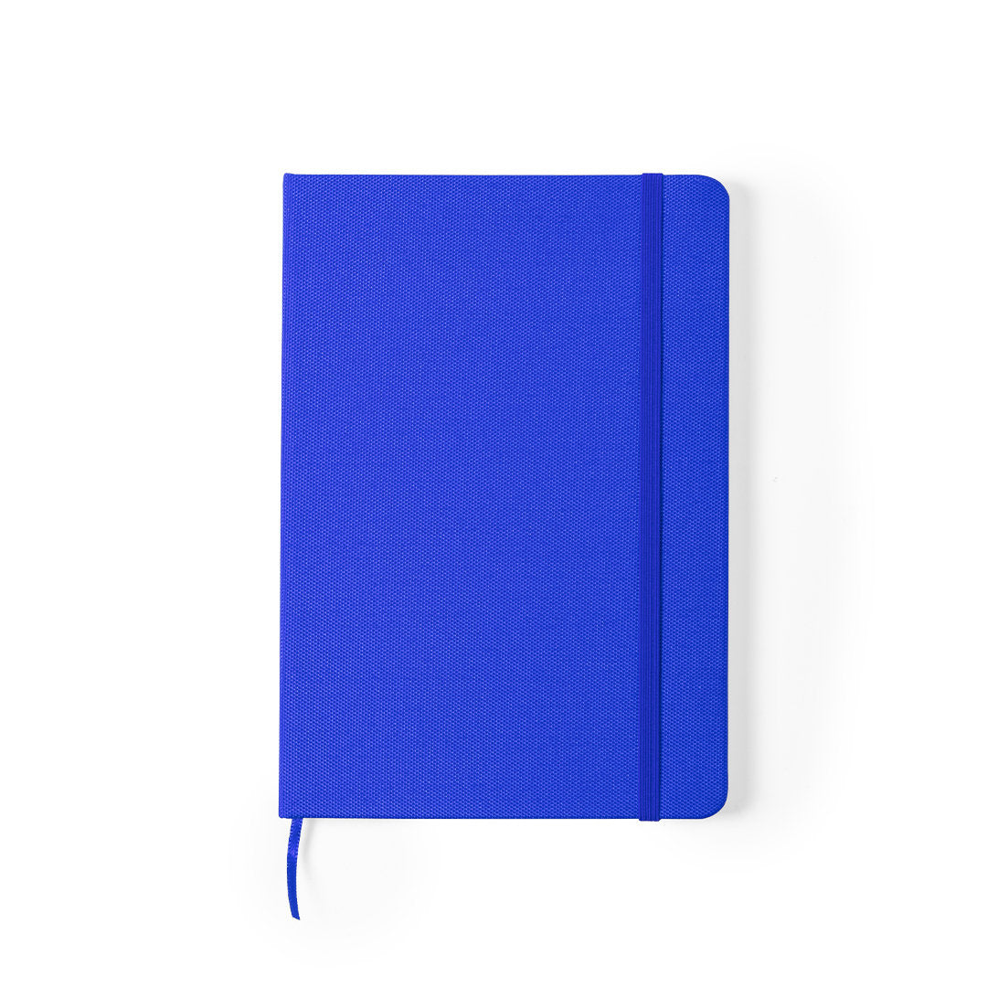 Bloc notes, 80 feuilles, couverture rigide polyester 600d rpet MEIVAX bleu