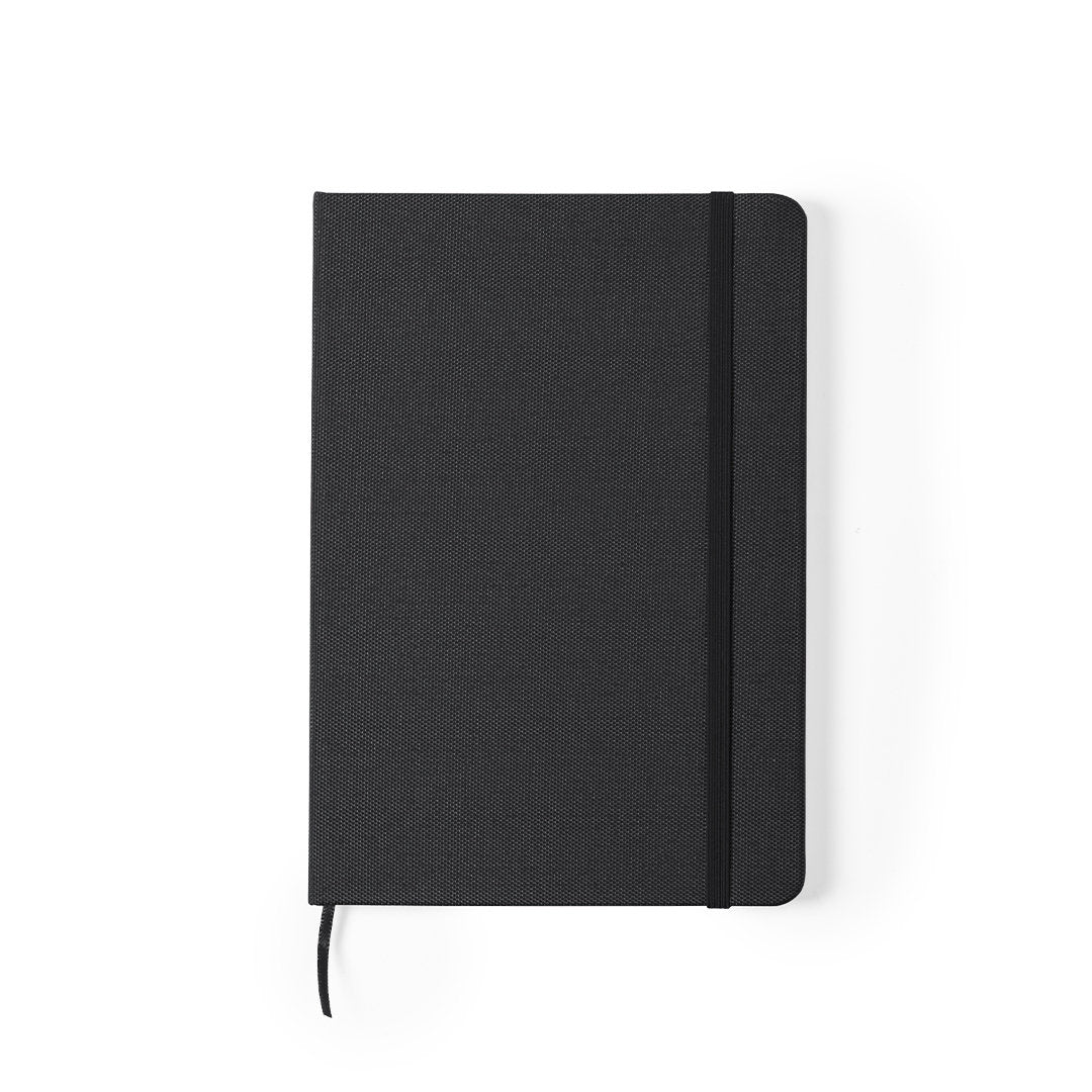 Bloc notes, 80 feuilles, couverture rigide polyester 600d rpet MEIVAX noir