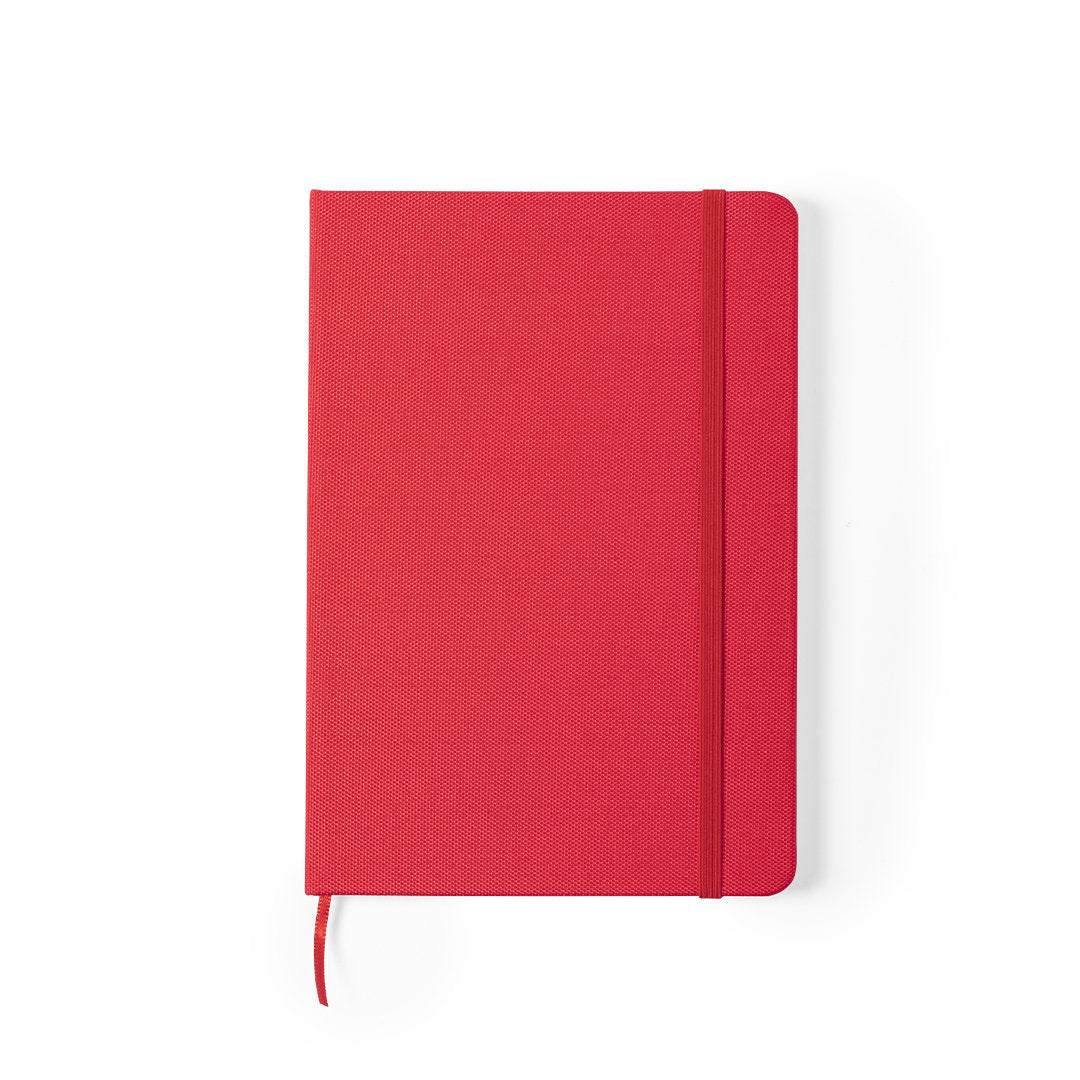 Bloc notes, 80 feuilles, couverture rigide polyester 600d rpet MEIVAX rouge