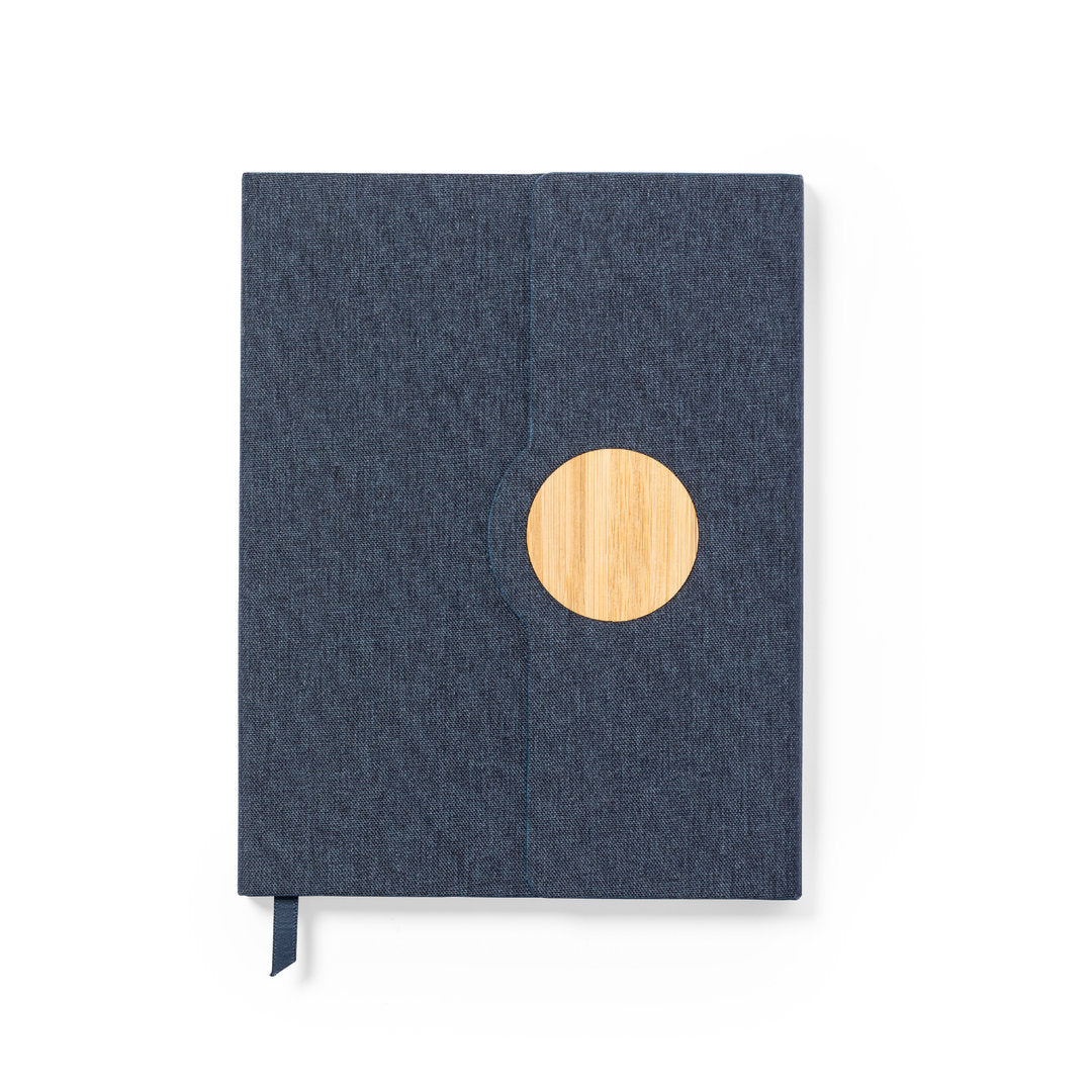 Bloc-notes 80 feuilles en polyester 300d rpet et bambou AQUO bleu