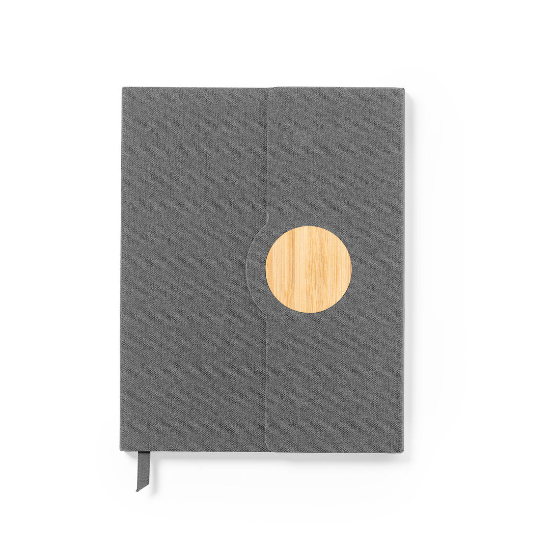 Bloc-notes 80 feuilles en polyester 300d rpet et bambou AQUO gris