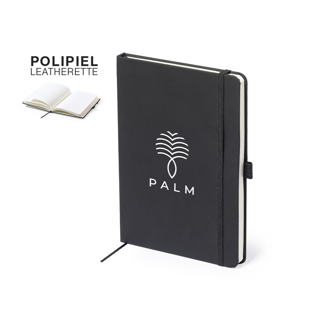 Bloc notes en similicuir 100 feuilles, couverture rigide XERIA logo marque