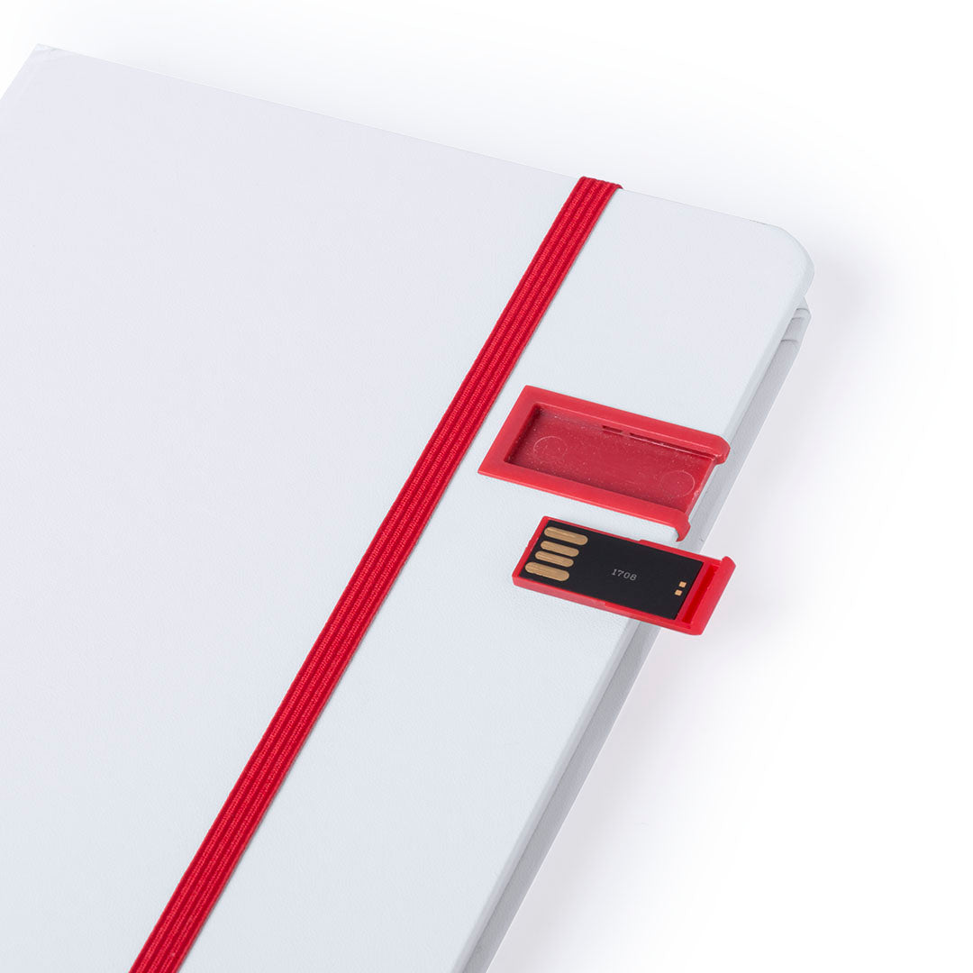 Bloc notes usb 16gb inclus, 100 feuilles, couverture rigide en carton BOLTUK marquage logo