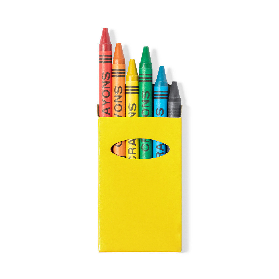 Boite de 6 crayons de cire TUNE étui jaune
