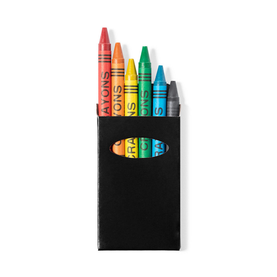 Boite de 6 crayons de cire TUNE étui noir